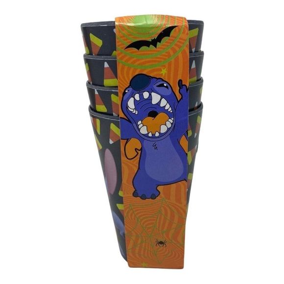 Disney Lilo & Stitch Bamboo Eco Friendly Set of 4 Halloween cups Candy Pumpkin - Picture 7 of 8